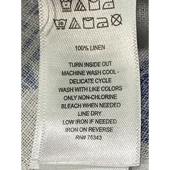 H by Halston Women’s Small Linen Blue White Floral Blouse - Picture 8 of 9